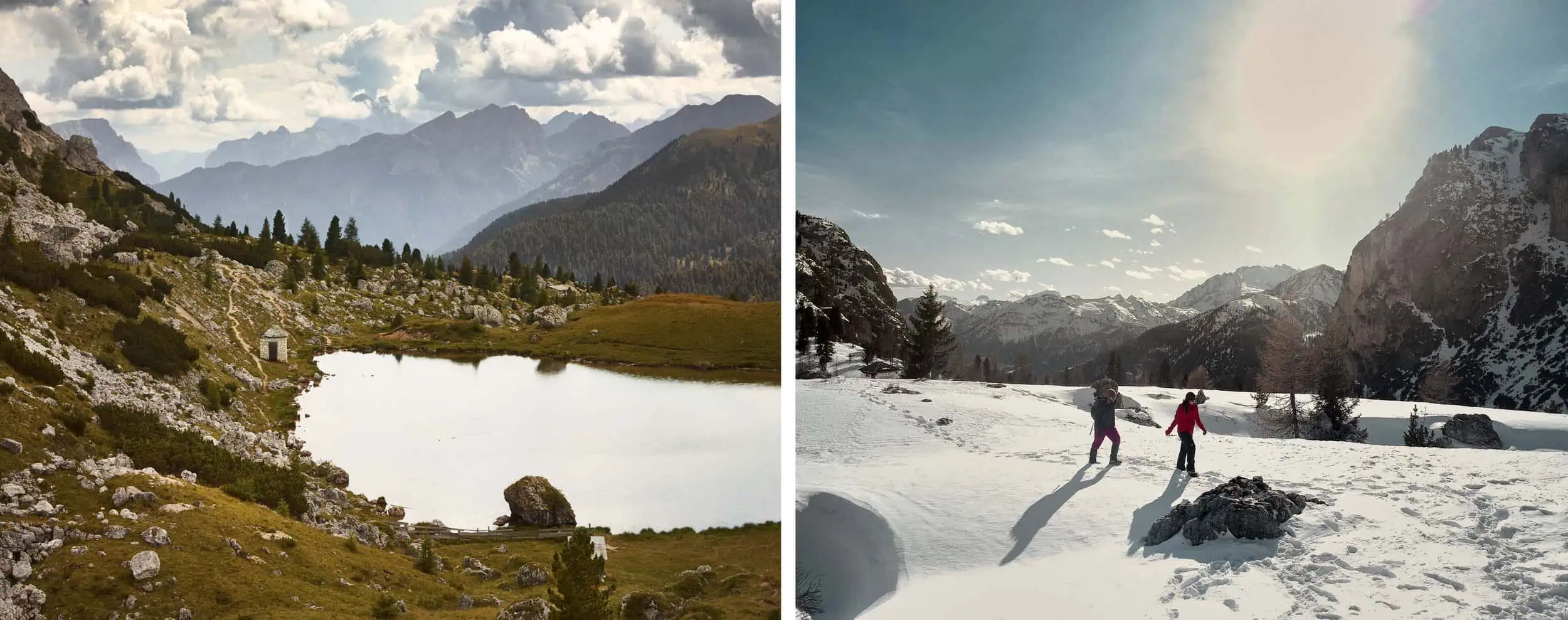 Lago di Val Parola in summer and the more challenging (but fun) winter hiking in the area
