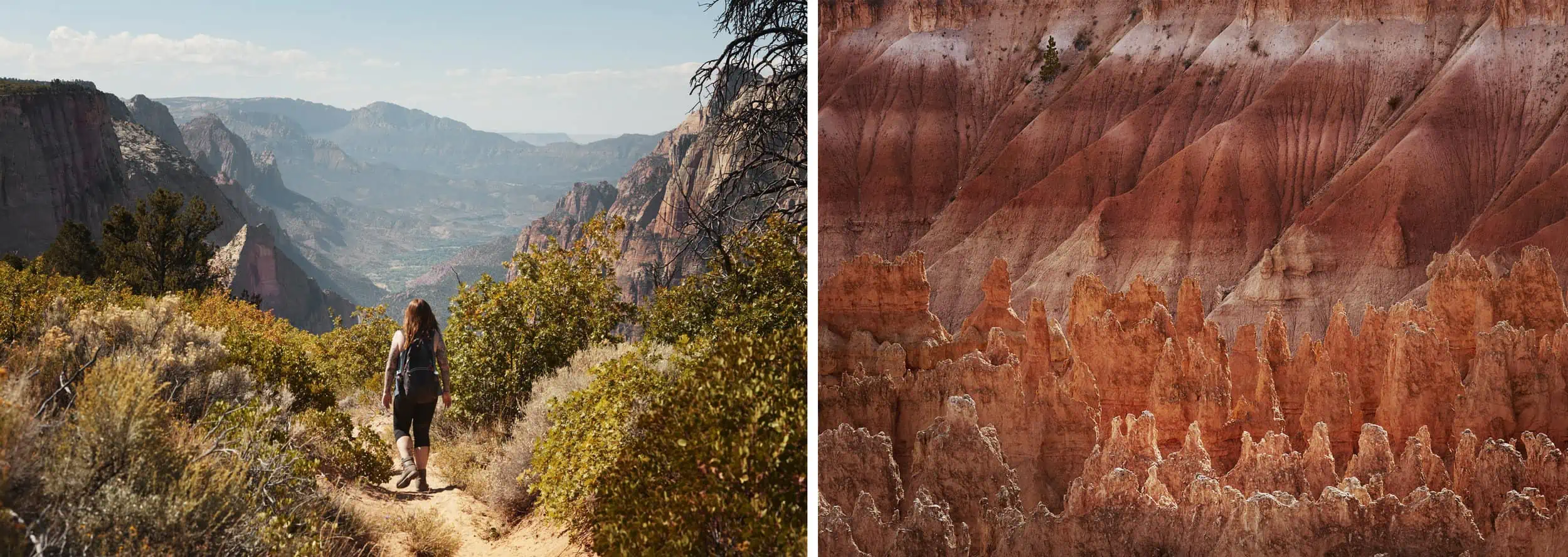 Left: Zion National Park, Right: Bryce Canyon National Park