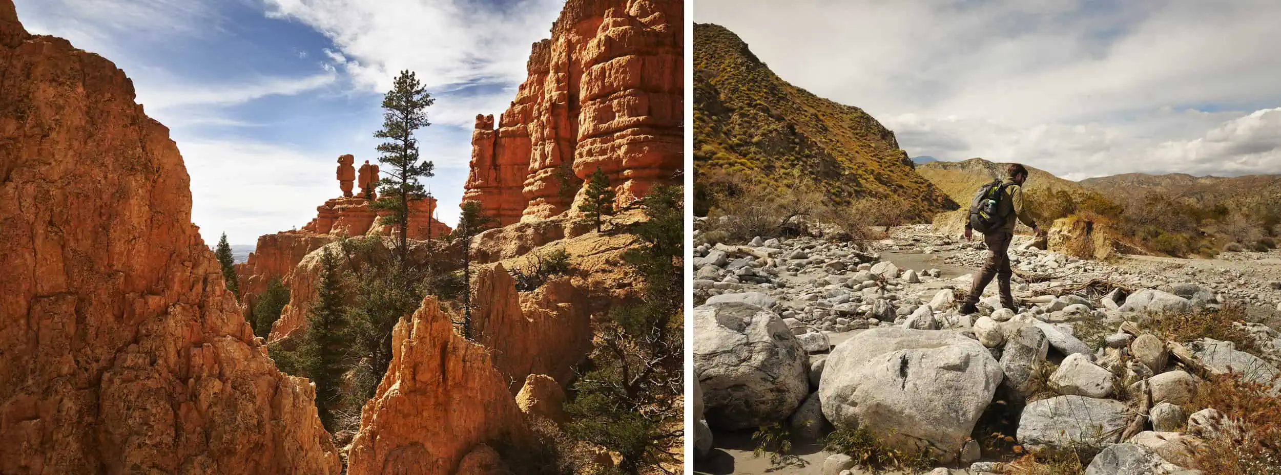 Left: Red Canyon, Utah Right: Sand to Snow National Monument, California
