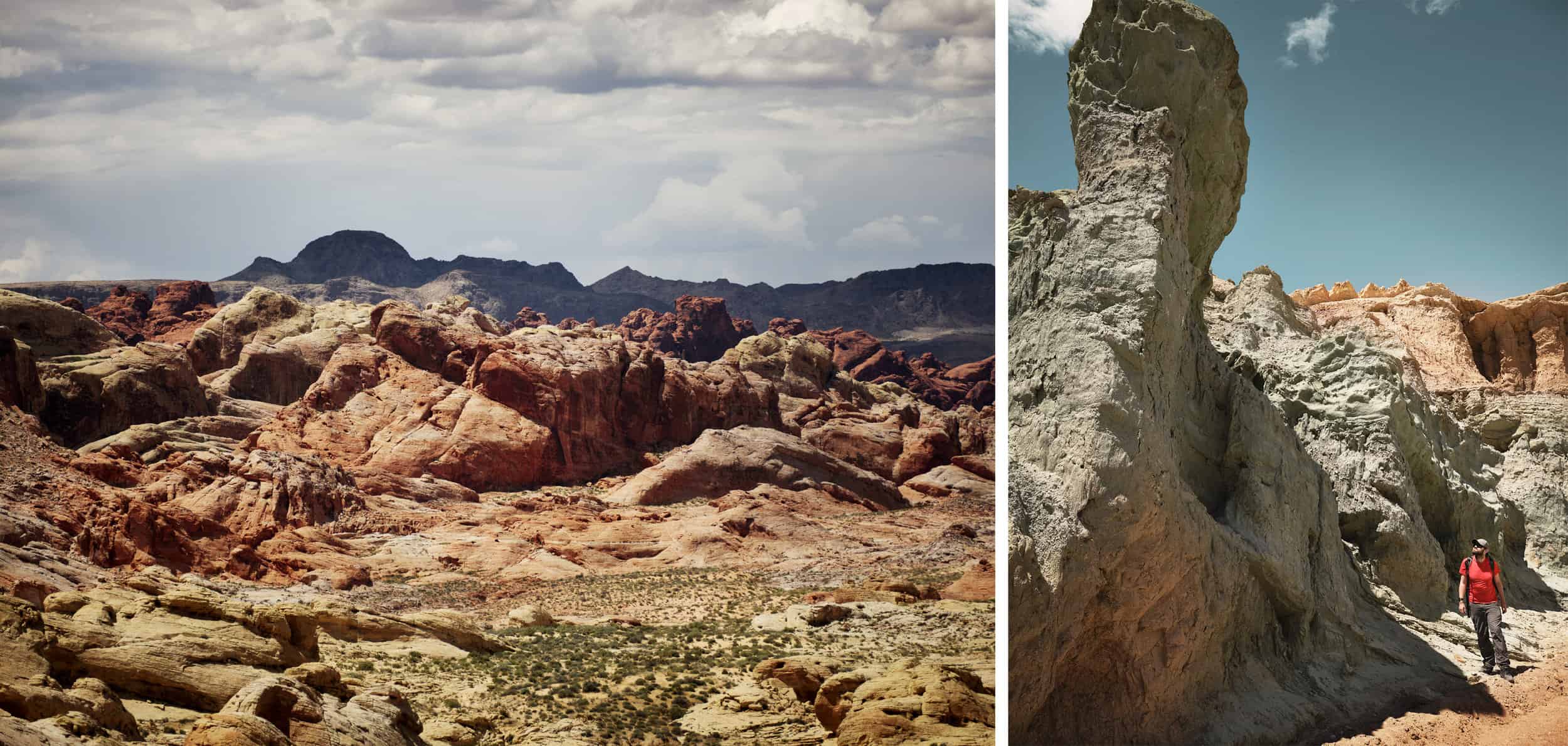 Left: Valley of Fire State Park, Nevada, Right: Rainbow Basin, California
