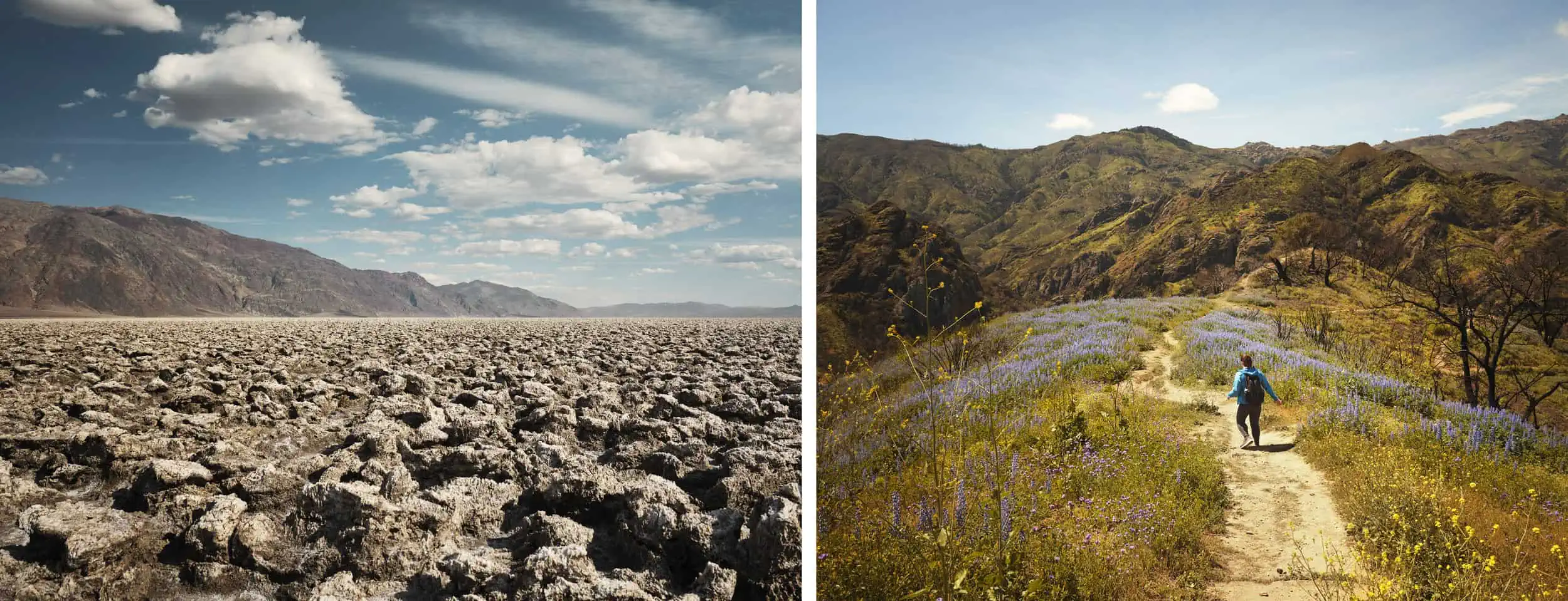 Left: Death Valley National Park, California, Right: Malibu Creek State Park, California